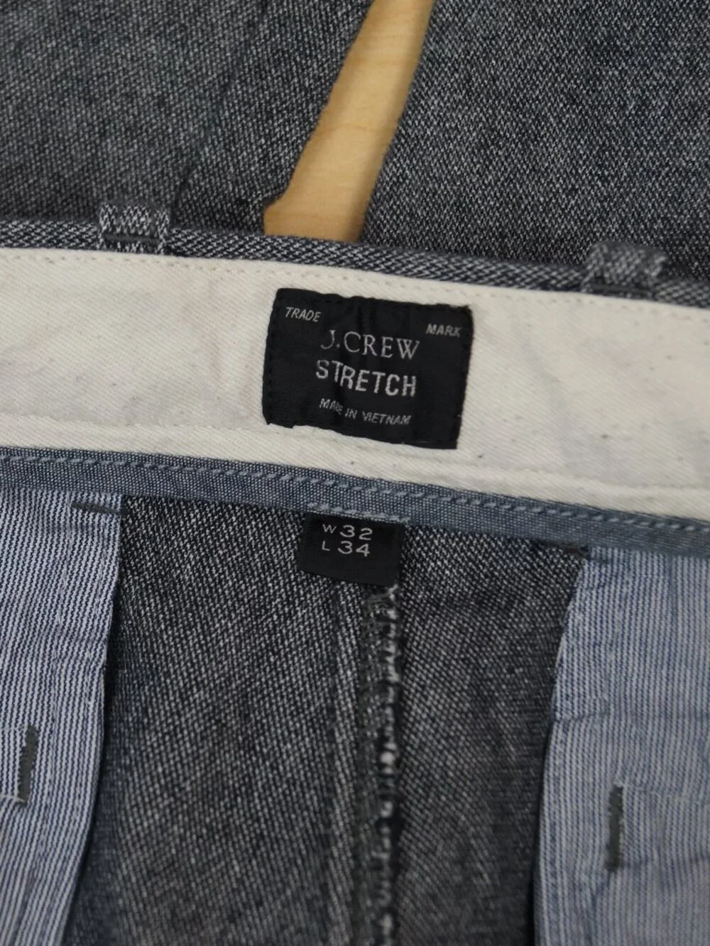 J Crew Stretch 484 Slim Stretch Chino Pants Gray Chambray Straight Mens 32 x 32